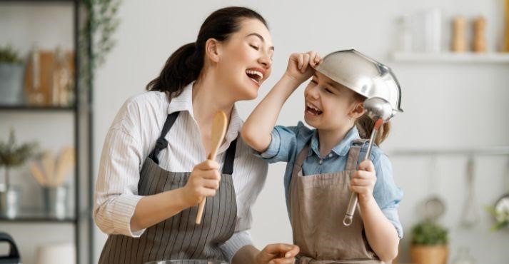 A-woman-and-child-in-domestic-kitchen