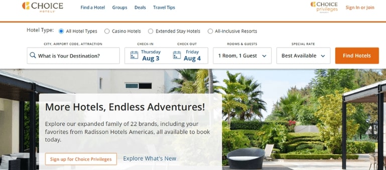 choice-hotels-international-website