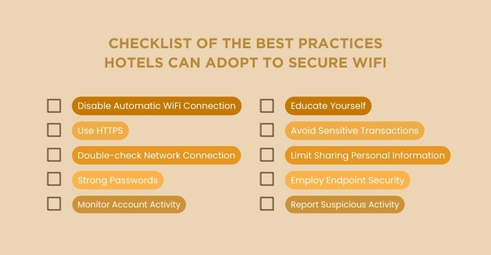 checklist of best practices hotels can adopt to ensure safe WiFi usage