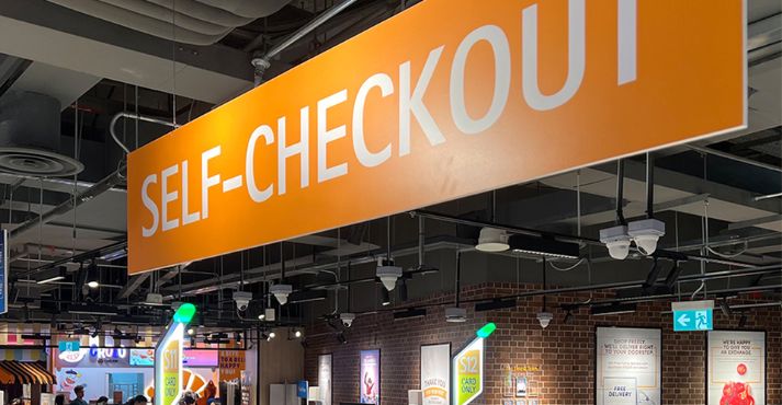 Self-checkout counters at NTUC FairPrice